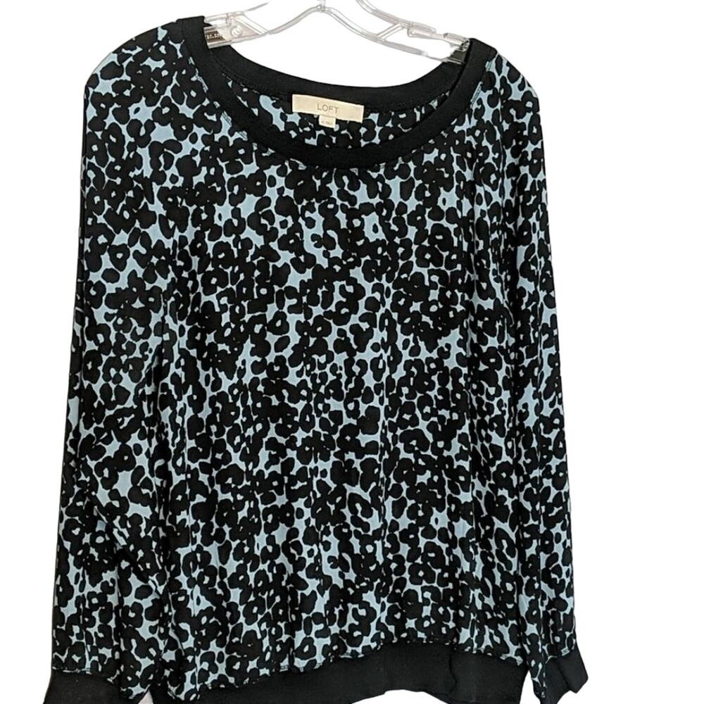 LOFT Animal Print Blue/Black Top
